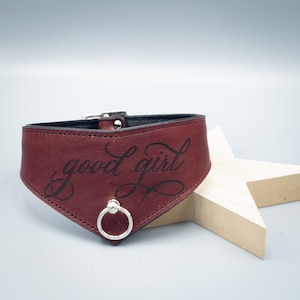 custom collar with calligraphy &quot;good girl&quot; wide - red