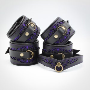 Bondage Set aus Leder &quot;incision No. 8&quot; schwarz / violett