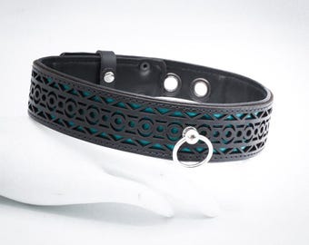 locking slave collar / leather collar incision  No. 17