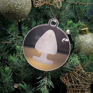 rose gold engraved mirror Christmas ornament "buttplug"