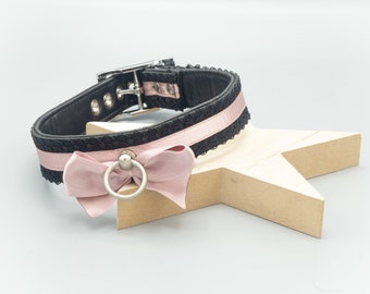 Kitten play leather collar "delicate" rose
