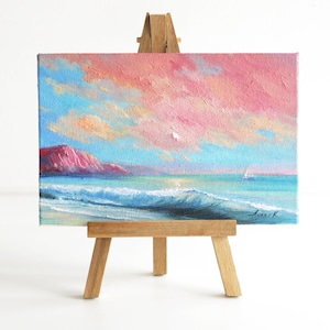 Small painting seascape, Original oil painting, Ocean beach painting zdjęcie 1