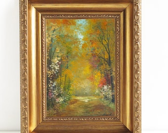Herbst Landschaft, Kleines Ölgemälde, Herbst Wald, Natur Ölgemälde, Original Gemälde auf Leinwand, Goldener Herbst Wandkunst