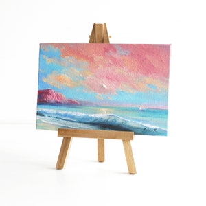 Small painting seascape, Original oil painting, Ocean beach painting zdjęcie 3