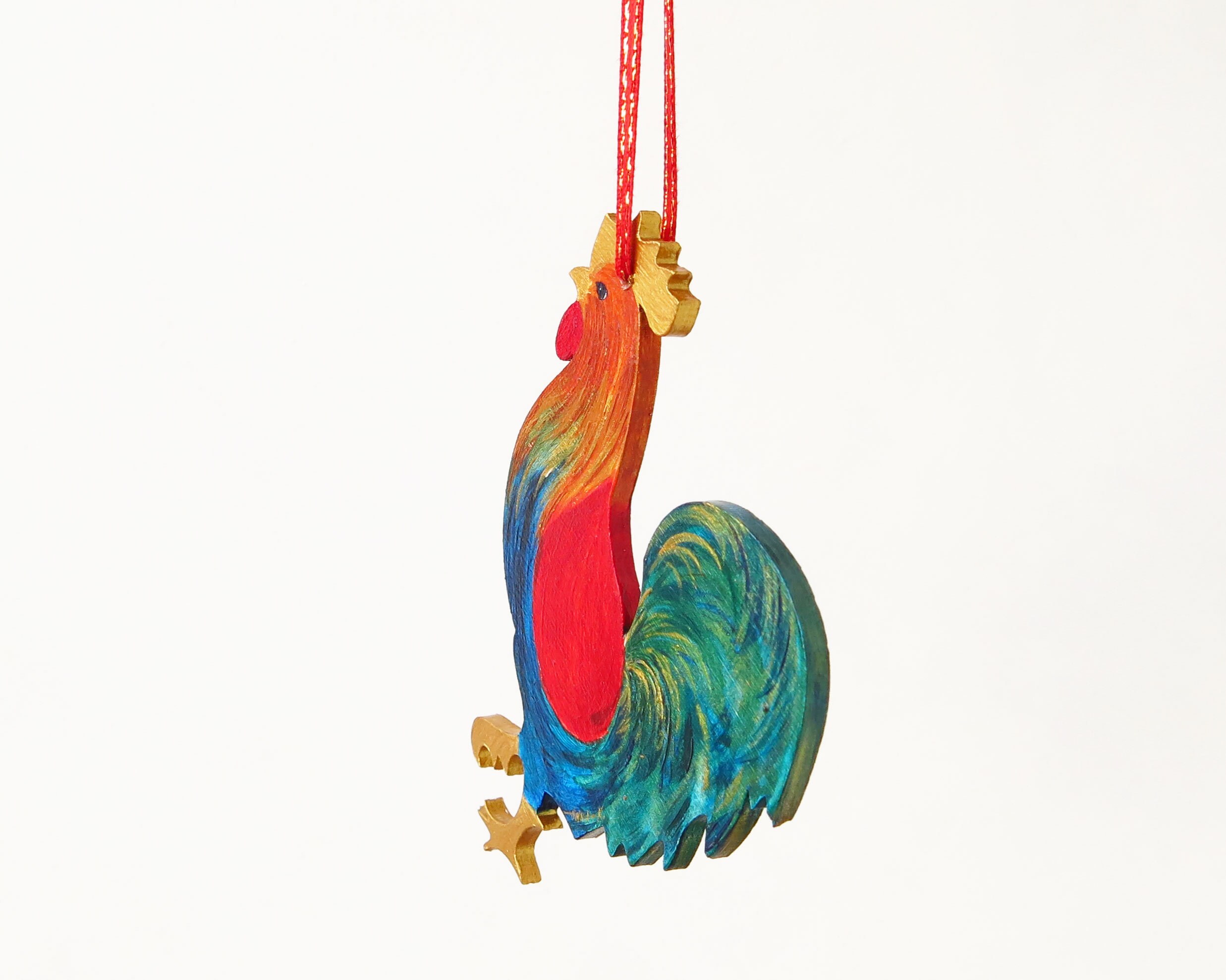 Hand painted rooster ornament Colorful wooden rooster Unique Etsy