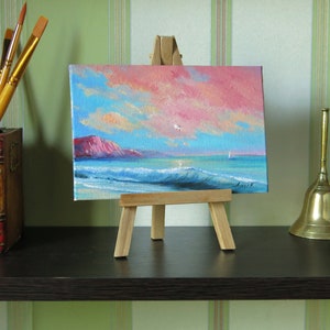 Small painting seascape, Original oil painting, Ocean beach painting zdjęcie 5