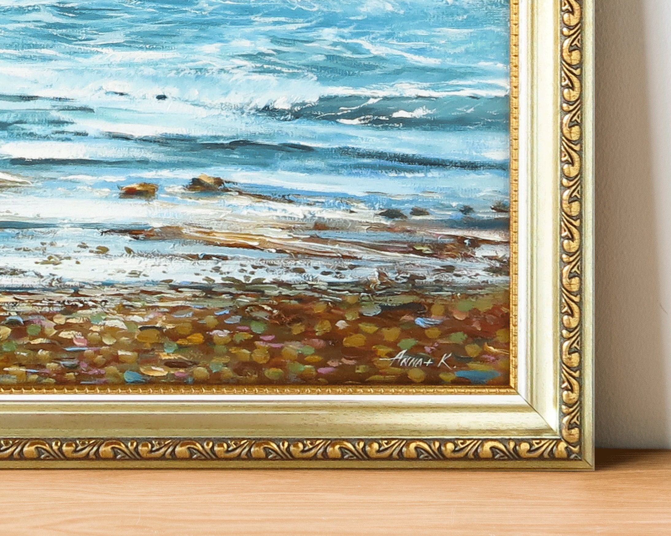 Original seascape painting Seashore wall art Framed wave Etsy