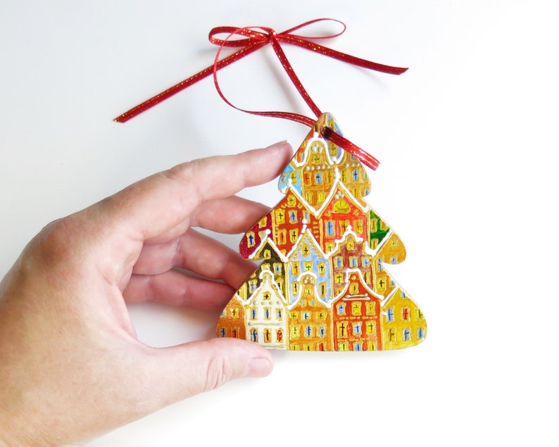 Hand painted Christmas ornament, Wooden ornament, Unique ornaments, Christmas home decor, Handmade Christmas ornament image 3