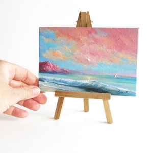 Small painting seascape, Original oil painting, Ocean beach painting zdjęcie 4