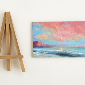 Small painting seascape, Original oil painting, Ocean beach painting zdjęcie 2