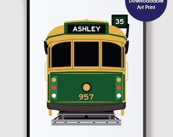 Digital Personalised Melbourne tram kids art print | Melbourne nursery artwork | Melbourne kids art | Melbourne print | Melbourne art