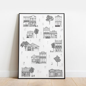 Menschen in Melbourne | A3 | Melbourne Poster, Melbourne City, Stadtbild, Kunstdruck, Schwarz-Weiß-Druck, Melbourne Karte