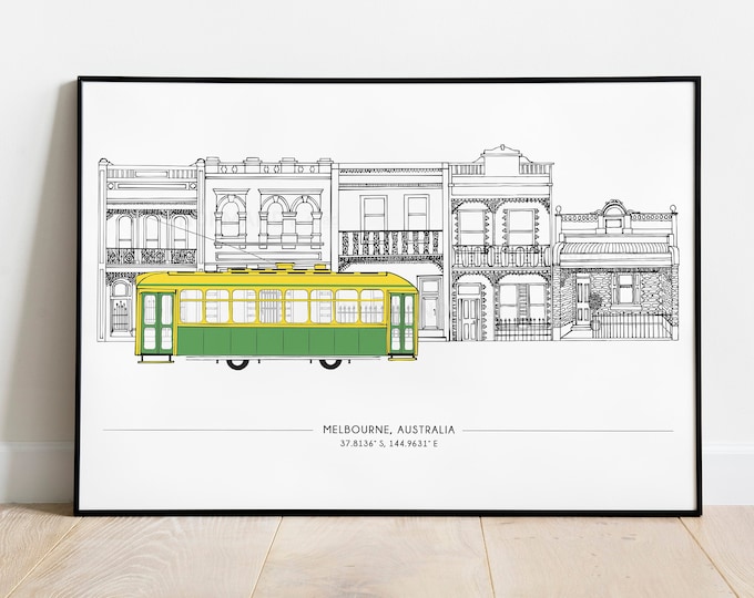 Houses of Melbourne A4 Melbourne Art Print, Minimalist Print, Cityscape