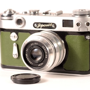 Cámara Leica L39 de 35 mm, única, verde Zorki 6, revisada y reacondicionada, de la URSS, con lente Industar-50 de 3,5/50 mm, totalmente funcional.