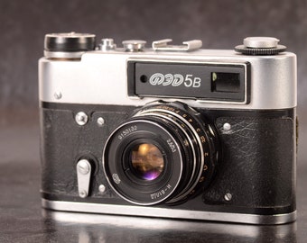 Fed-5V 5B Tested, Working Leica Copy USSR Rangefinder Film 35mm Camera Industar-61 Lens MINT