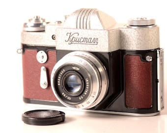 Rare Crystal Кристалл RED Refurbished USSR film Camera 1962, Serviced CLA, Industar-50 3.5 50mm Lens, Fully Working