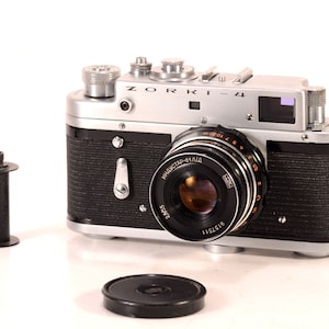 Zorki-4 Zorkiy Serviced CLA USSR Leica-camera zwarte body L39 M39 Industar-61L/D 2,8/53 mm lens, volledig WERKEND