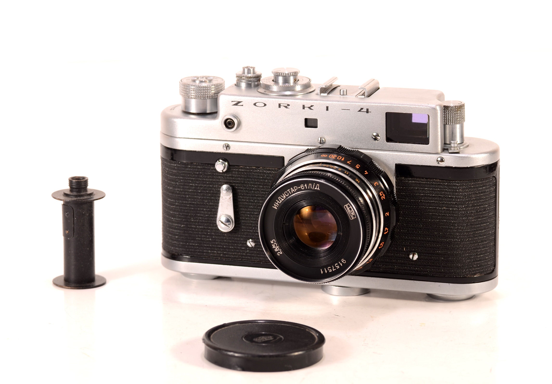 Zorki-4 Zorkiy Serviced CLA USSR Leica Camera Black Body L39 M39  Industar-61L/D Lens, Fully WORKING