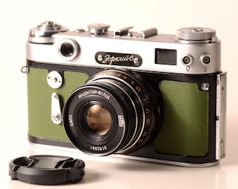 Unique Green Zorki 6 Zorkiy Serviced CLA Refurbished USSR Leica L39 Film 35mm Camera, Industar-61LD 2.8/53mm Lens, Fully WORKING