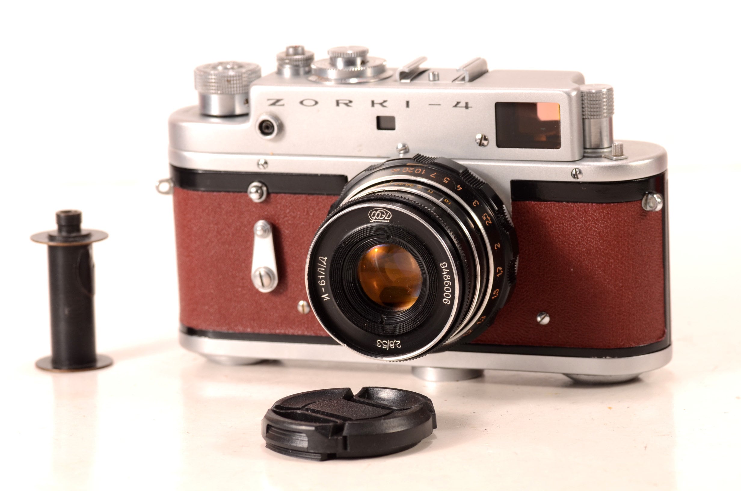 Zorki Serviced CLA USSR Leica Camera Dark Red Body L39 Industar