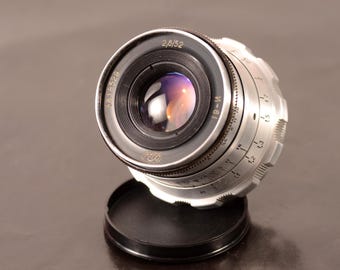 Lente Leica Fed Zorki de 2,8/52 mm, CLA URSS, revisada, Industar 61, color plata, totalmente funcional