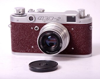 Refurbished Serviced FED 2 Leica USSR Camera Dark Red Body Industar 26M Lens Fully Working