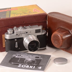 Serviced CLA Zorki-4 Zorkiy USSR Leica Film 35mm Camera Jupiter-8 2/50mm Lens, Fully Working, in BOX