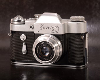 Zenit 3M Serviced 35mm Russian Film Camera USSR SLR Industar 50 Lens Fully Working In Case CLA