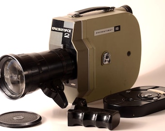 Super 16 Ultra-16 CONVERTED Krasnogorsk 2 16mm Serviced CLA, Movie Cine USSR Film  Camera, Meteor-5-1 Lens Bayonet, Fully Working