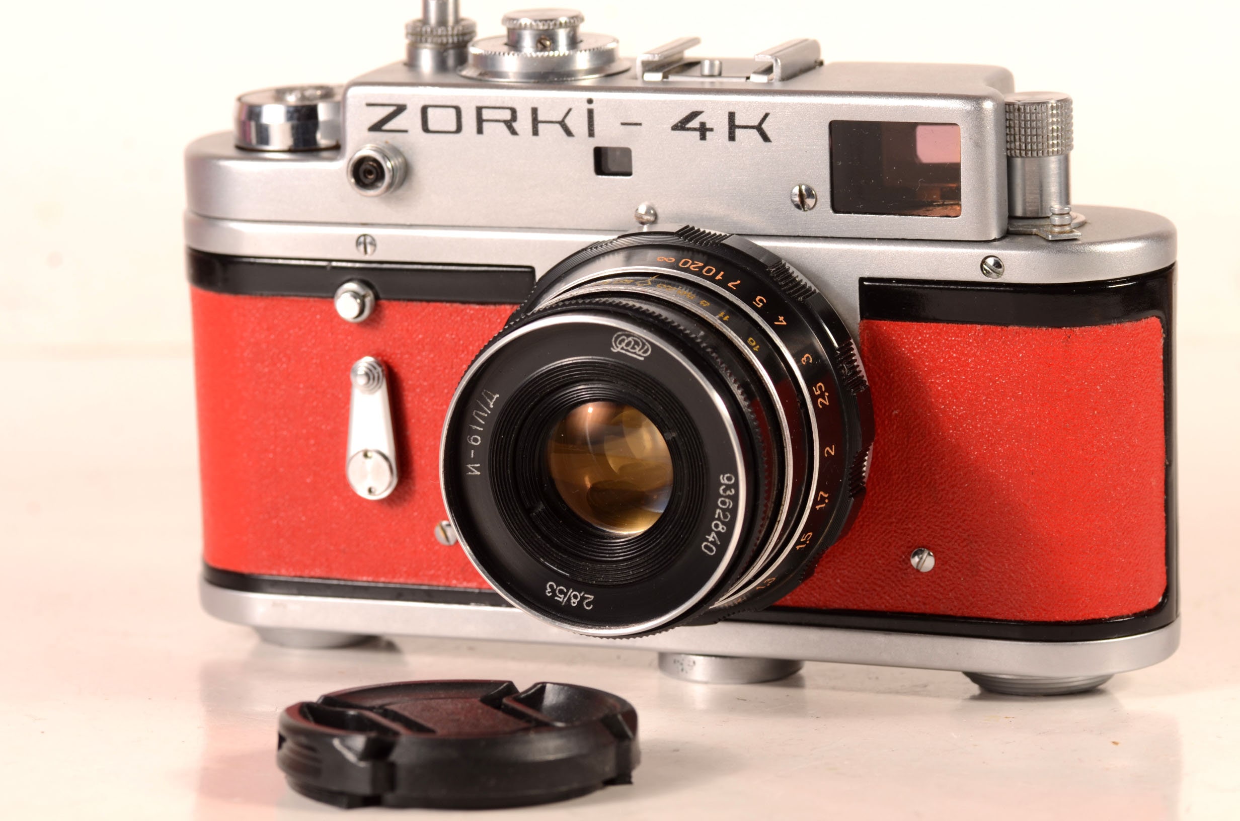 Serviced Zorki 4K Refurbished RED USSR Leica Camera Industar 61LD Lens CLA  Fully Working