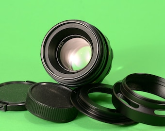 Helios 44-2 Serviced CLA Ussr M42 Lens f2 58mm, No Oil & Dry Blades, Hood, + Adapt. CANON EOS