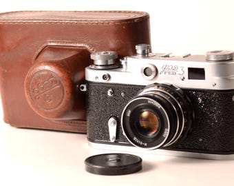 Early FED 3 Serviced CLA USSR Leica Film 35mm Camera Industar-61 2.8/53mm Lens, Fully Working