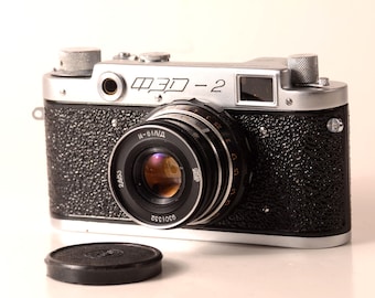 FED 2 Serviced CLA Leica Copy USSR 35mm film Black Camera Industar 61L/D F=2.8 53mm Lens, Fully Working