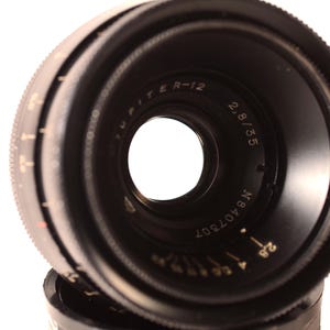 Jupiter 12 f:2.8 35mm Black Serviced CLA, Wide Angle lens (Biogon copy) USSR Leica L39 Screw Mount ltm, Fully Working image 4