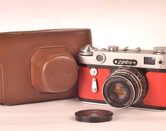 Zorki 6 Serviced CLA Refurbished USSR Leica Camera Red Body L39 Industar-61LD 2.8/53mm Lens Fully WORKING Exc+