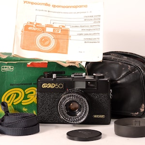 Near NEW Fed 50 Checked, Working Camera Industar-81 38mm Lens Compact Film Camera OPEN box, USSR Photography gift, Collectible Retro Antique