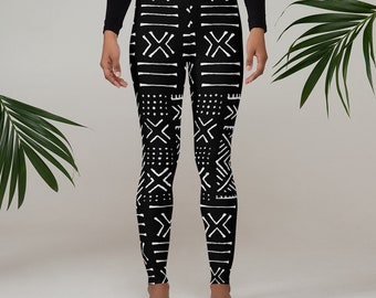 Black Mudcloth Pattern - Leggings