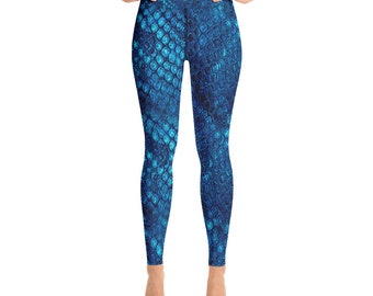 Blue Snakeskin - Yoga Leggings