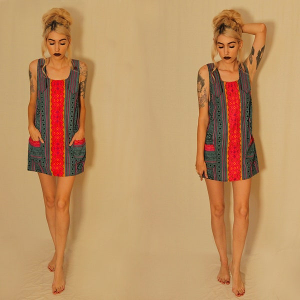 Authentic Thai Handmade Dress/Jumper/Top/Thailand/Festival Hippie Twiggy A-Line Dress/Kitsch DIY Apron Dress