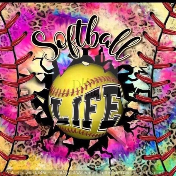 Softball Life, Leopard and Bright Colors, Png File, Sublimation Image ***DIGITAL DOWNLOAD ONLY***