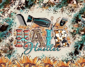 Western Serape, Cowhide, Leopard Boho Print Hair Hustler Sublimation Image for Tumblers and Shirts, Png File **DIGITAL DOWNLOAD ONLY**