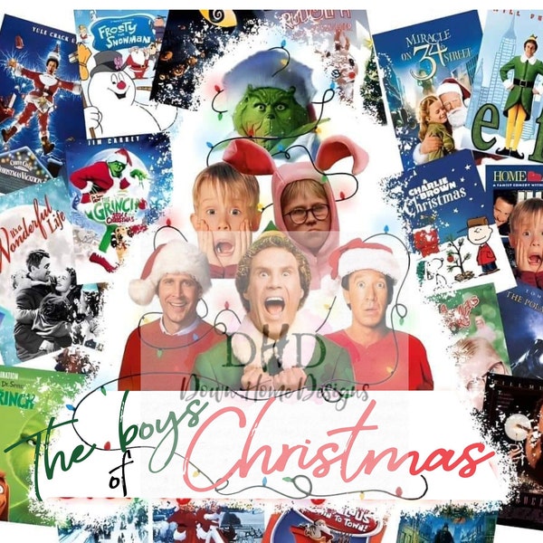 Classic Christmas Movies Collage. Clark, Elf, Santa, Grench! Sublimate a Tumbler or do dtf on shirt etc Png File ***DIGITAL DOWNLOAD ONLY***