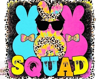 Easter Bunny Peeps Squad, Neon with Leopard and Tye Dye, Sublimation File, Png ***DIGITAL DOWNLOAD ONLY***