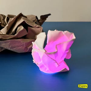 Rubbish Lamp: 3D Printed RGB LED Crumpled Paper Art Decor