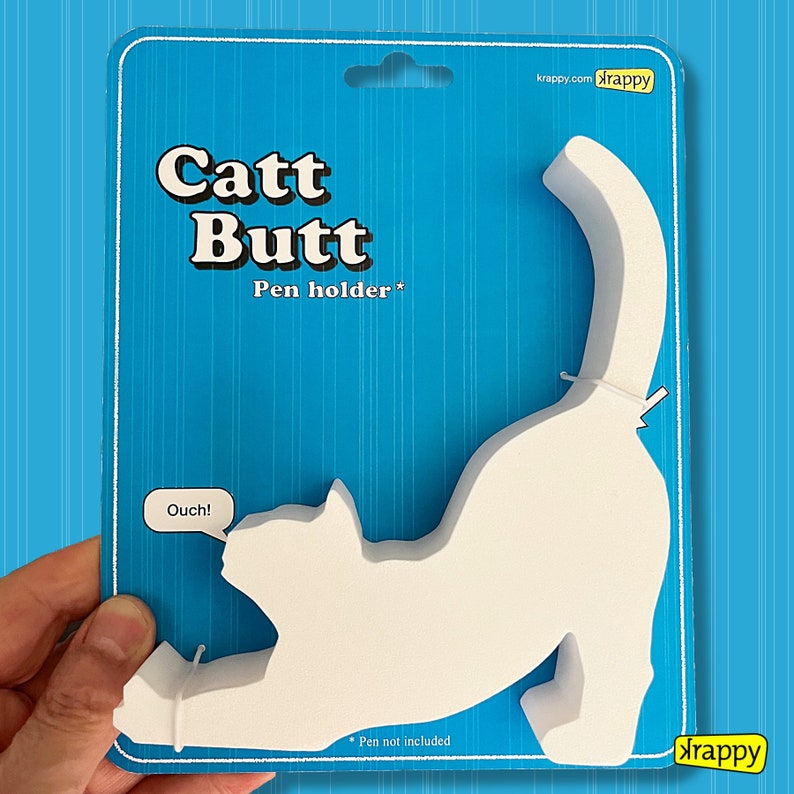 Cat Butt pen holder Gift for cat lover desk accessory for cat lovers 3D printed cat bum pen holder funny office décor pencil holder White