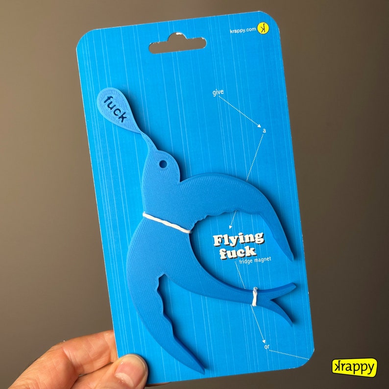 Flying fuck fridge magnet Gift for bird lovers refrigerator decor funny gift for kitchen 3D print fridge magnet flying fck Blue