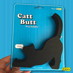 Cat Butt pen holder Gift for cat lover desk accessory for cat lovers 3D printed cat bum pen holder funny office décor pencil holder Black