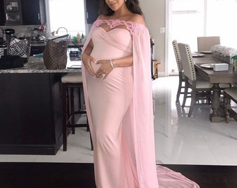 pink maternity maxi dress for baby shower