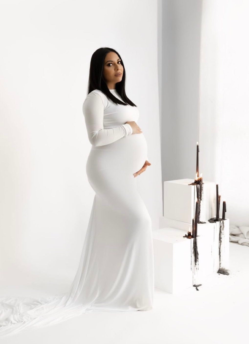 Boat Neck Maternity Dress - Photoshoot Dress - Maternity Gown