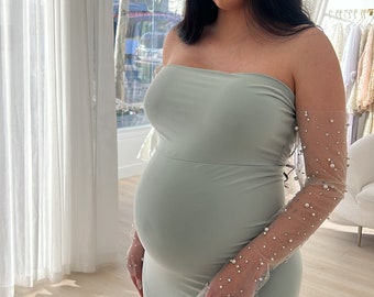Alika Maternity Baby Shower Dress - Maternity Photoshoot Dress - Baby Shower Gown